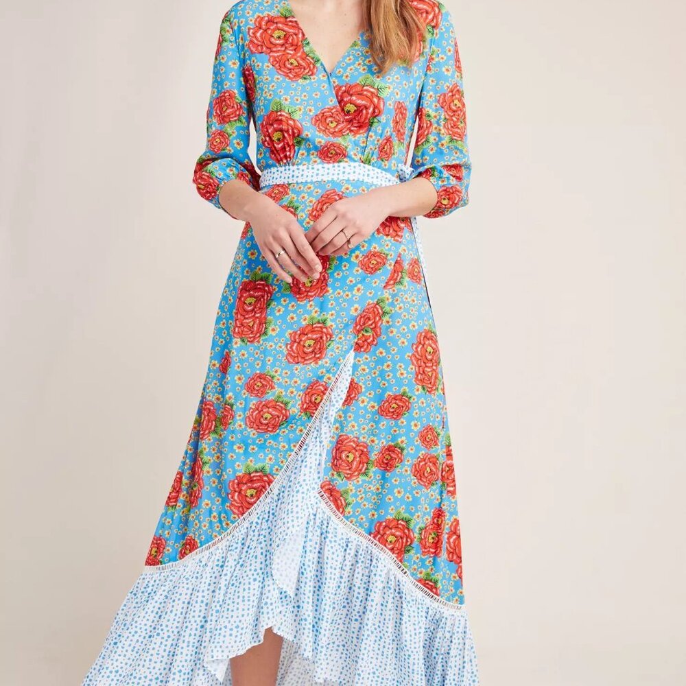 Farm Rio for Anthropologie Susanne Maxi Wrap Dress